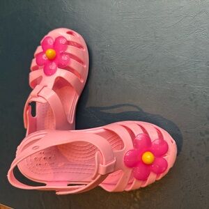 Crocs girls Pink Sandals with Flower Accent